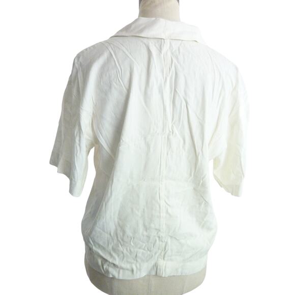 Madewell Cream Button Up Short Sleeve Top Women's Medium - Picture 3 of 7